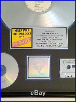 The Sex Pistols Certified Riaa Platinum Gold Lp Record Album Award Gold Disc