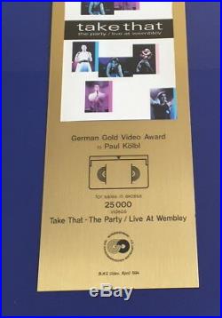 Take That Gold Video Award (goldene Schallplatte) The Party Live At Wembley