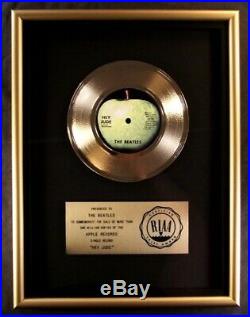 The Beatles Hey Jude 45 Gold RIAA Record Award Apple Records To The Beatles