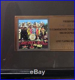 The Beatles Sgt. Peppers Certified RIAA Sales Award Framed Gold Record