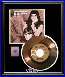 The Carpenters Gold Record For All We Know 45 RPM Rare Non Riaa Award