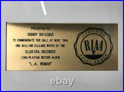 The Doors L. A. Woman 1971 RIAA Gold Record Award Presented Robby Krieger