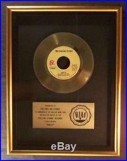 The Rolling Stones Angie 45 Gold RIAA Record Award To Rolling Stones