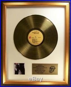 The Rolling Stones Sticky Fingers LP Gold Non RIAA Record Award To Rolling Stone