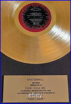 Three Dog Night Vintage Hard Labor Gold Record Award
