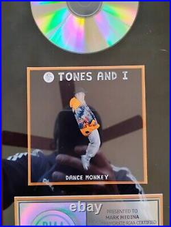 Tones And I Dance Monkey RIAA Multi Platinum Music Gold Record Award Rare 3 Mil