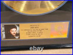 Travis Tritt Certified Riaa Gold Record Award For Country Club Great Condition