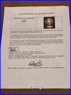 Travis Tritt Certified Riaa Gold Record Award For Country Club Great Condition