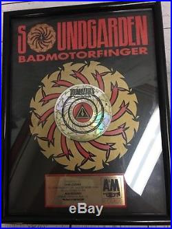 VERY RARE A&M records award Gold Record of Soundgarden for Badmotorfinger