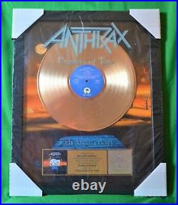 VTG NEW ORIGINAL ANTHRAX PERSISTENCE OF TIME Framed RIAA GOLD RECORD AWARD Album
