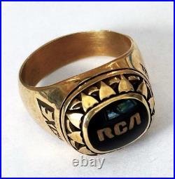 Vintage 1970s RCA RECORDS Terryberry Award Ring 10K Gold Onyx Heavy Q27 Vintage 1970s RCA RECORDS Terryberry Award Ring 10K Gold Onyx Heavy Q27
