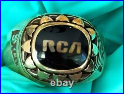 Vintage 1970s RCA RECORDS Terryberry Award Ring 10K Gold Onyx Heavy Q27 Vintage 1970s RCA RECORDS Terryberry Award Ring 10K Gold Onyx Heavy Q27