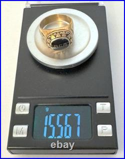 Vintage 1970s RCA RECORDS Terryberry Award Ring 10K Gold Onyx Heavy Q27 Vintage 1970s RCA RECORDS Terryberry Award Ring 10K Gold Onyx Heavy Q27