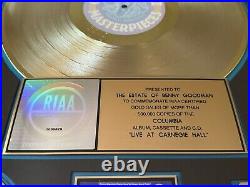 Vintage Benny Goodman RIAA Gold Record Award Framed