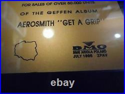 ZPAC (Poland RIAA) Aerosmith Gold Award BMG Ariola To Geffen Records 20x19 BR